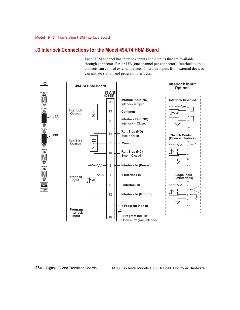 Interlock input options | MTS FlexTest Models 200 User Manual | Page 264 / 344