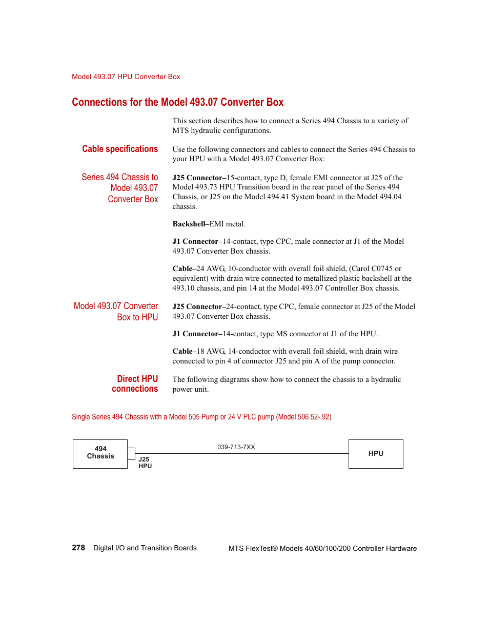 Connections for the model 493.07 converter box | MTS FlexTest Models 200 User Manual | Page 278 / 344