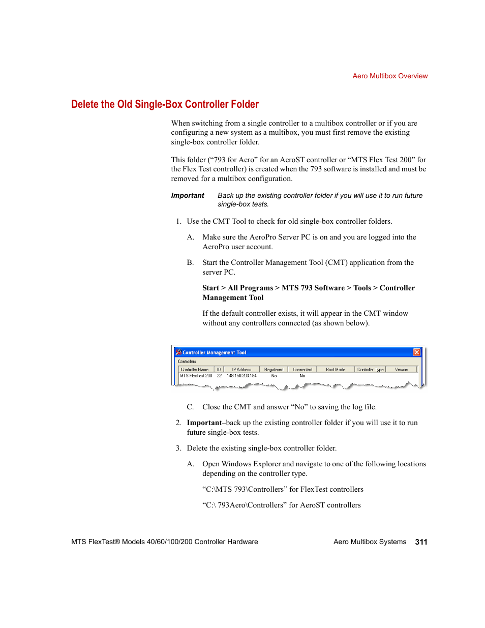 Delete the old single-box controller folder | MTS FlexTest Models 200 User Manual | Page 311 / 344