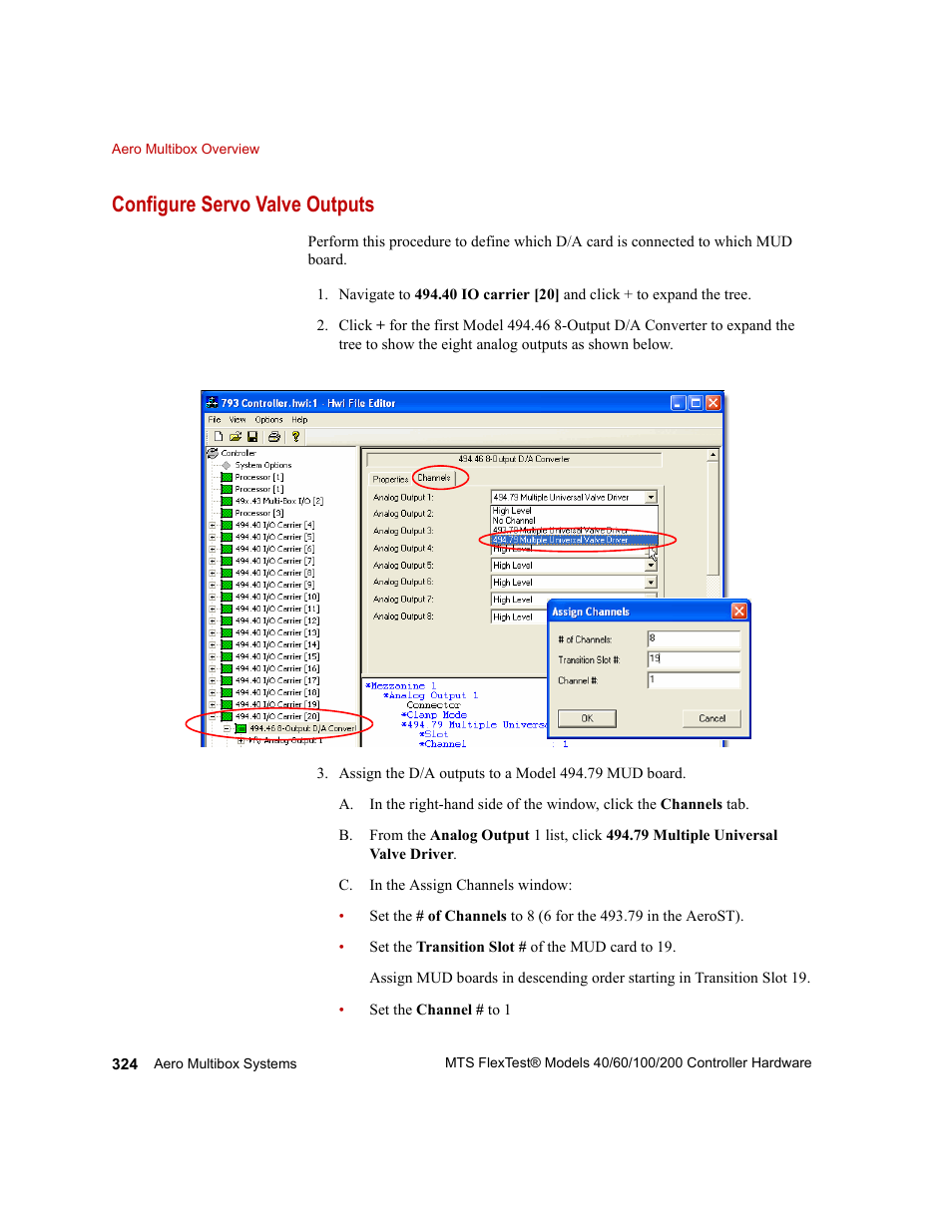 Configure servo valve outputs | MTS FlexTest Models 200 User Manual | Page 324 / 344