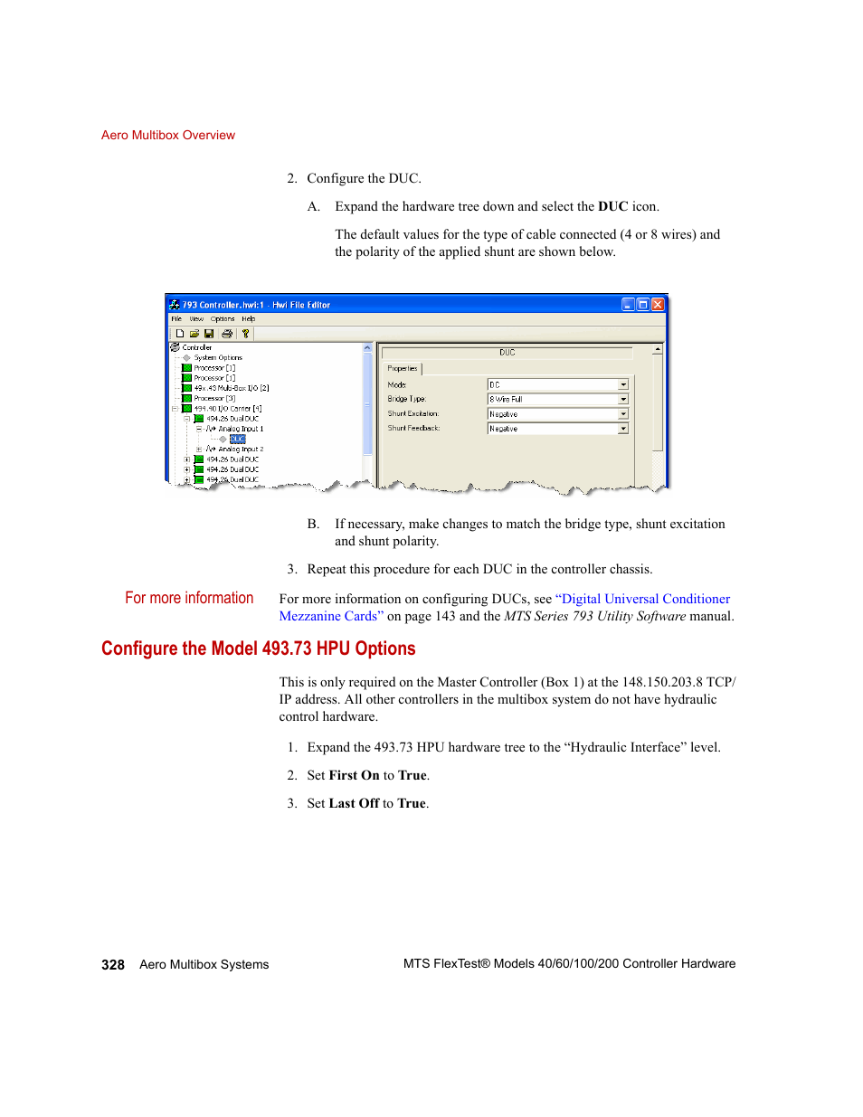 Configure the model 493.73 hpu options | MTS FlexTest Models 200 User Manual | Page 328 / 344