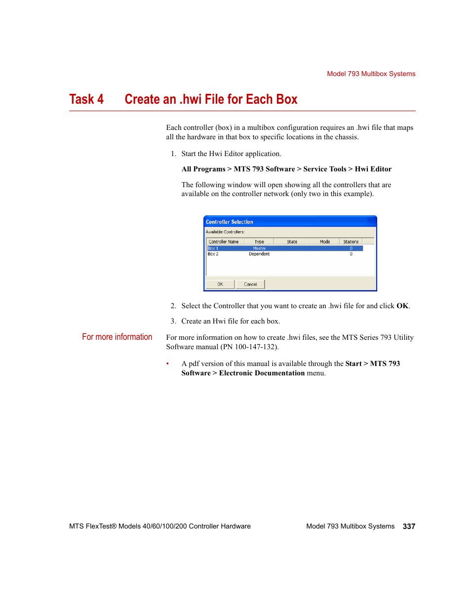 Create an .hwi file for each box, Task 4 create an .hwi file for each box | MTS FlexTest Models 200 User Manual | Page 337 / 344