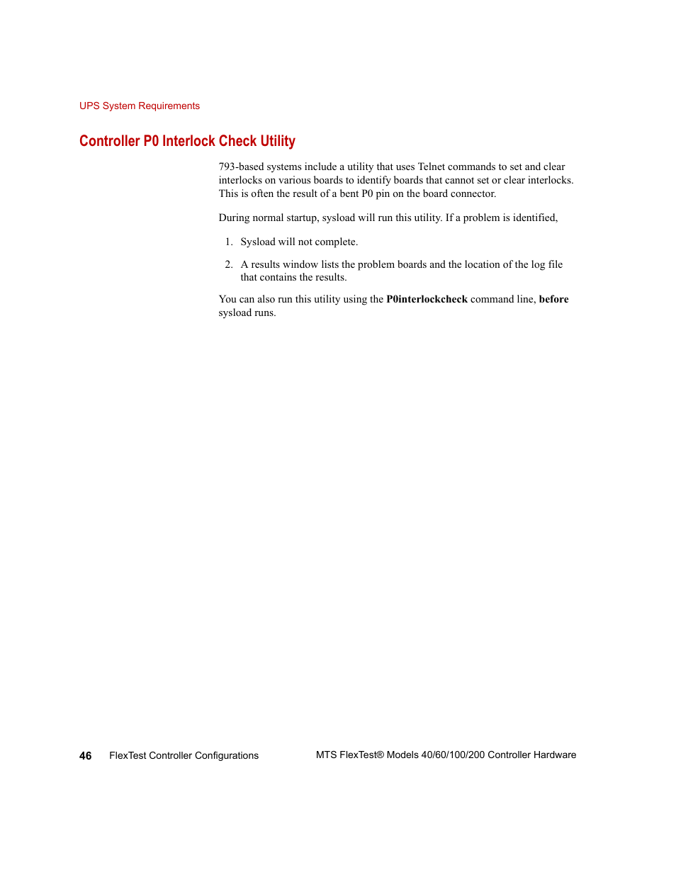 Controller p0 interlock check utility | MTS FlexTest Models 200 User Manual | Page 46 / 344