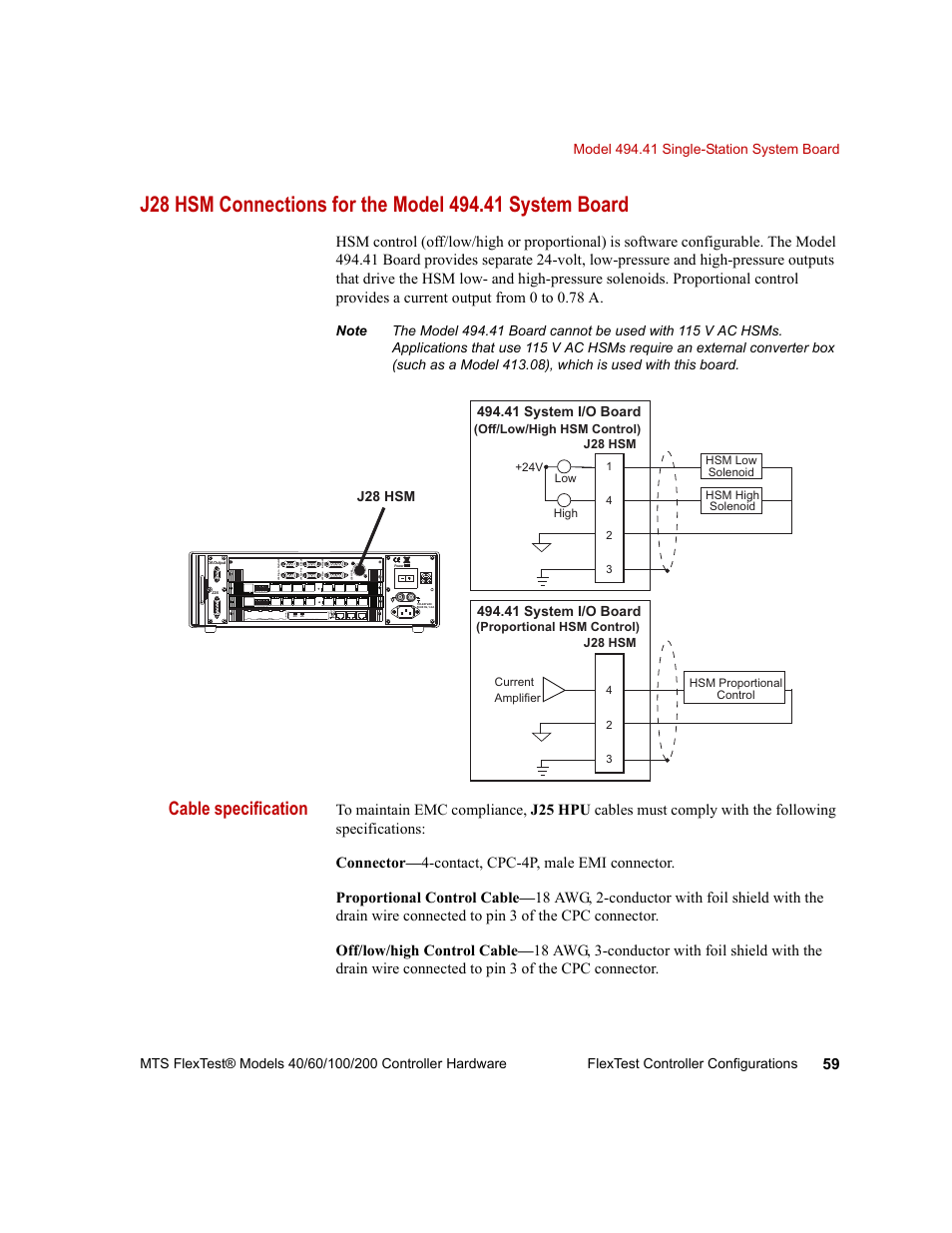 Cable specification | MTS FlexTest Models 200 User Manual | Page 59 / 344