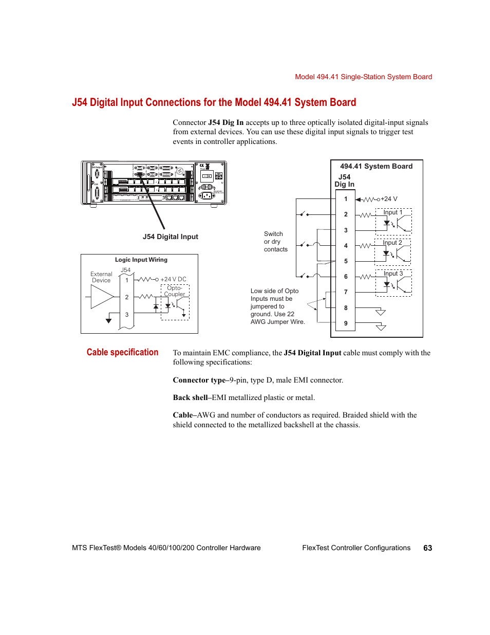 Cable specification | MTS FlexTest Models 200 User Manual | Page 63 / 344