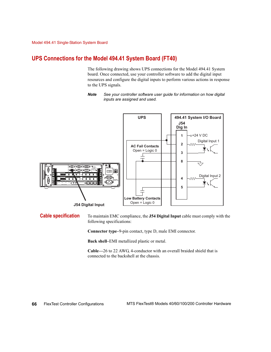 Cable specification | MTS FlexTest Models 200 User Manual | Page 66 / 344