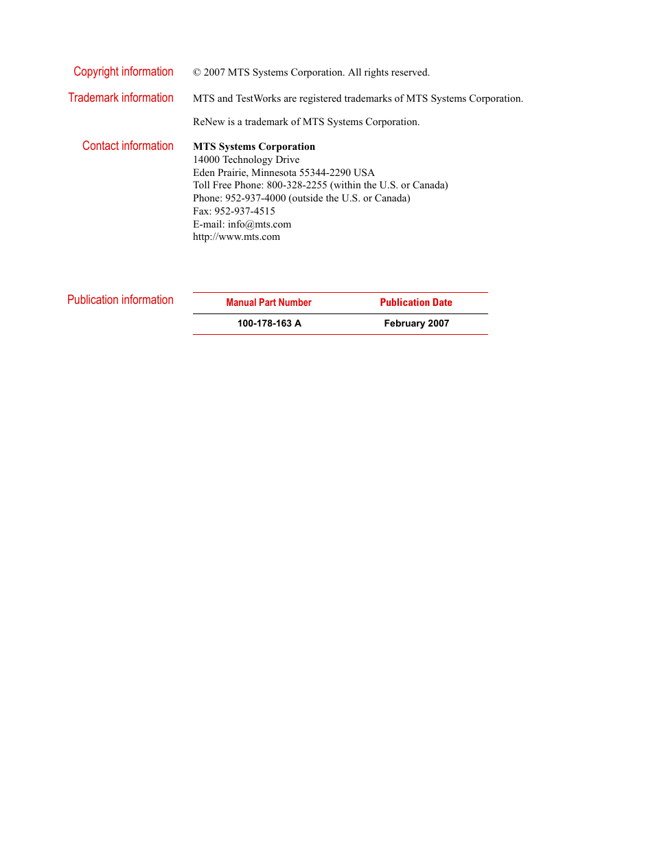 MTS ReNew Technical Reference User Manual | Page 2 / 50