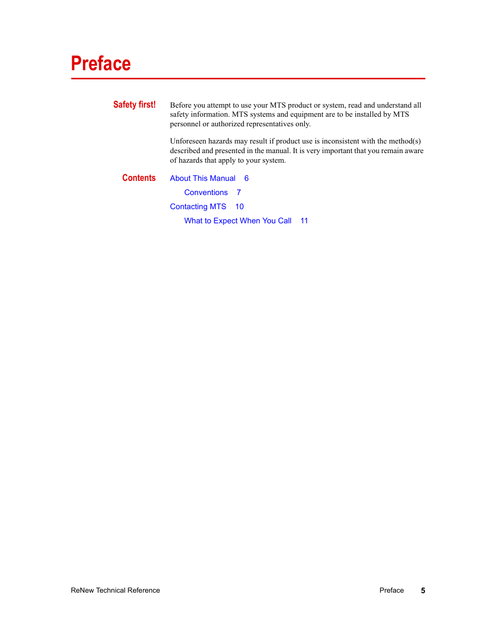 MTS ReNew Technical Reference User Manual | Page 5 / 50