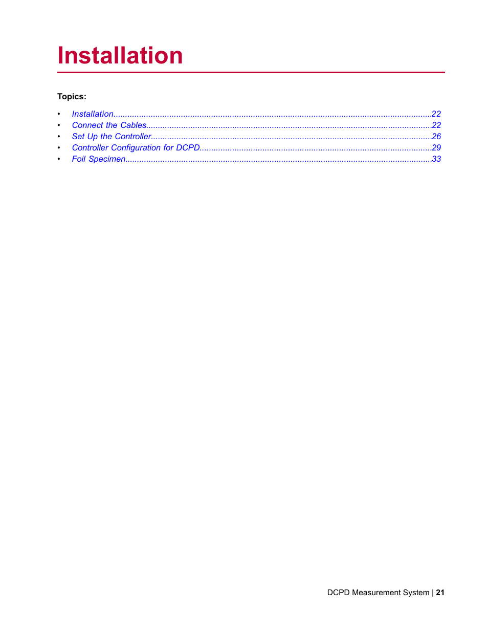 Installation | MTS DCPD Measurement System User Manual | Page 21 / 46