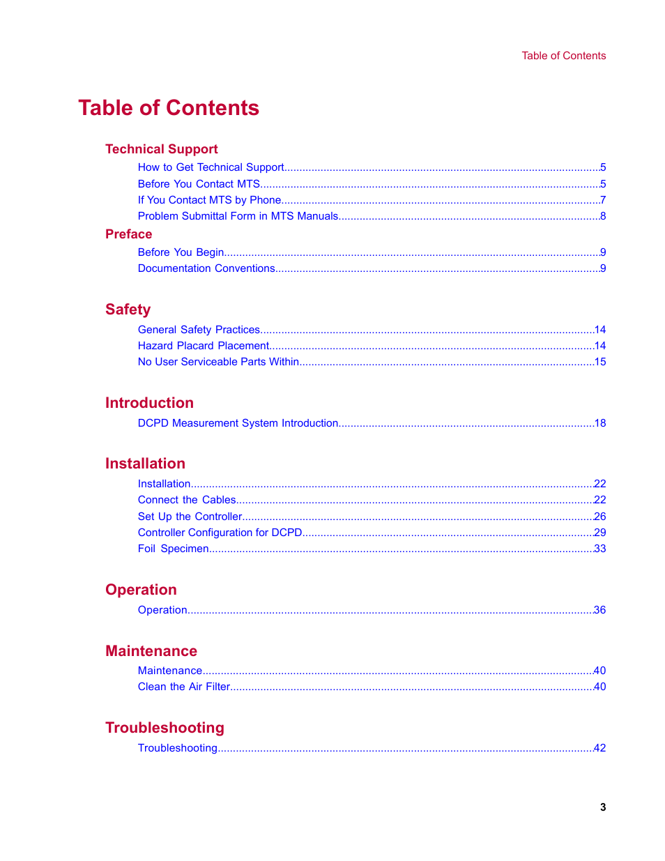 MTS DCPD Measurement System User Manual | Page 3 / 46