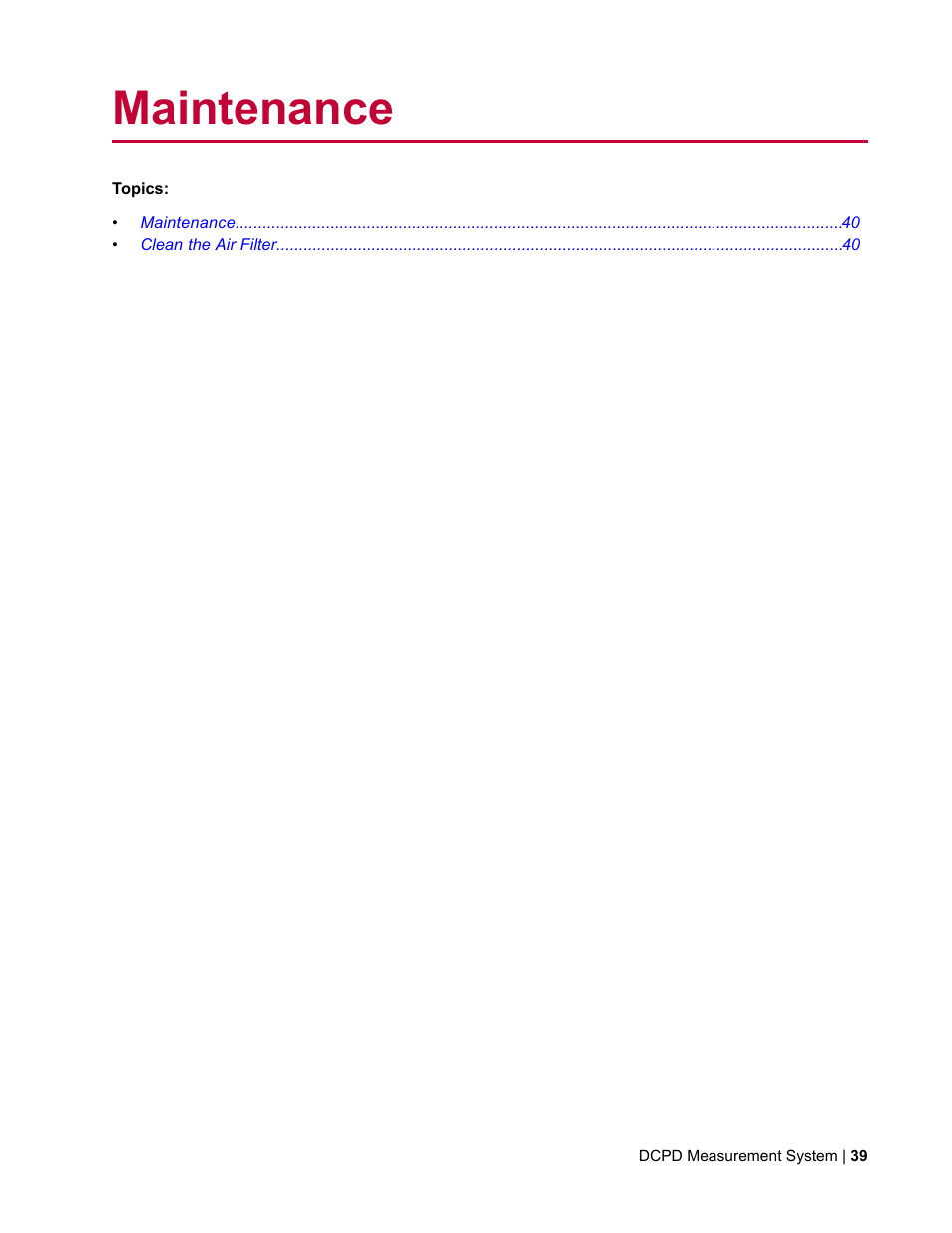 Maintenance | MTS DCPD Measurement System User Manual | Page 39 / 46