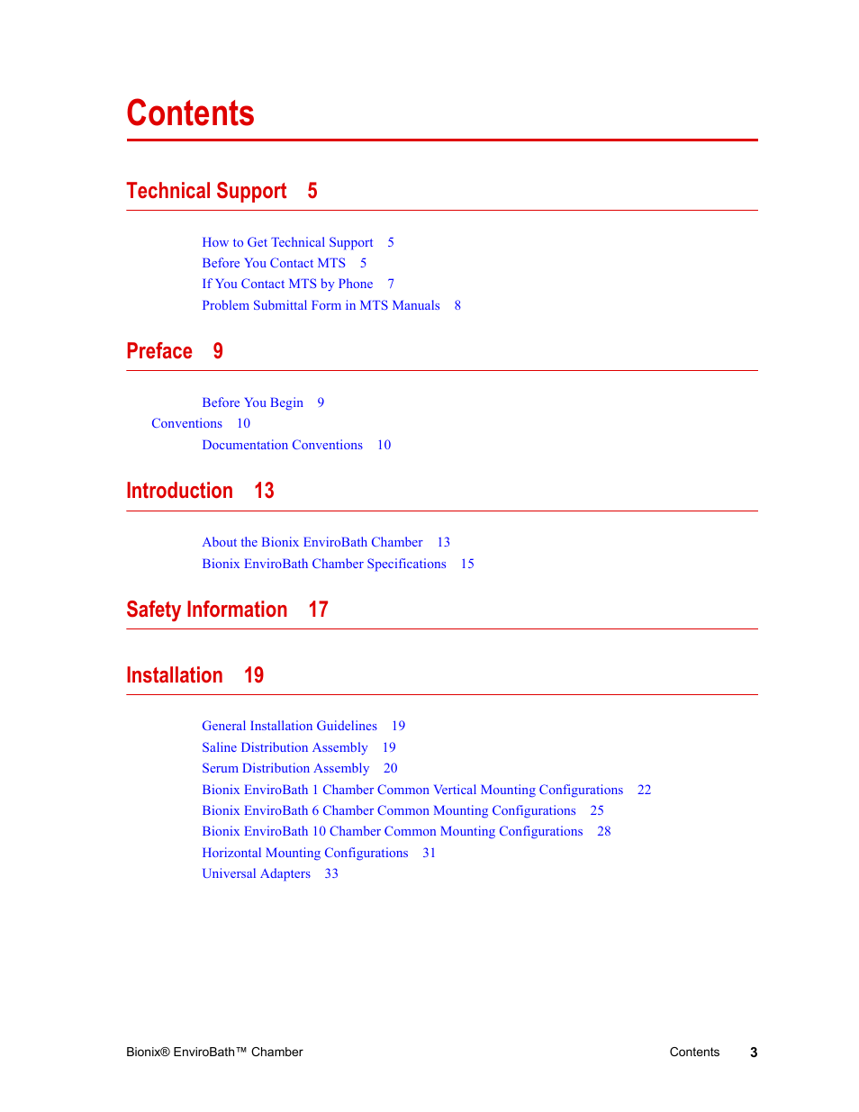 MTS Bionix EnviroBath User Manual | Page 3 / 40