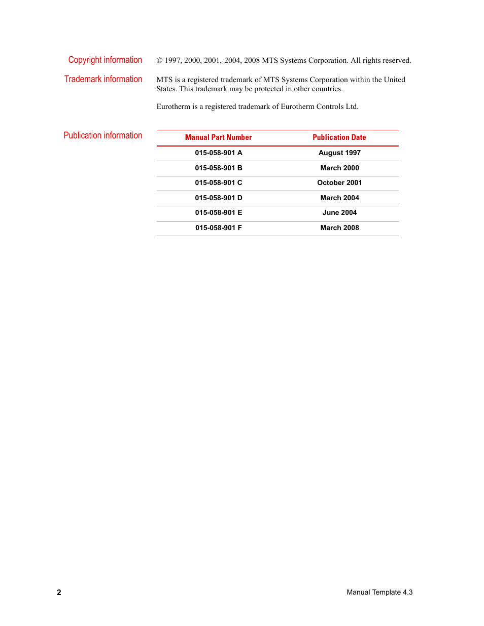 MTS Model 409.83 Temperature Controller User Manual | Page 2 / 40