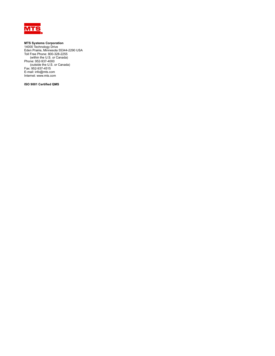 MTS Model 409.83 Temperature Controller User Manual | Page 40 / 40