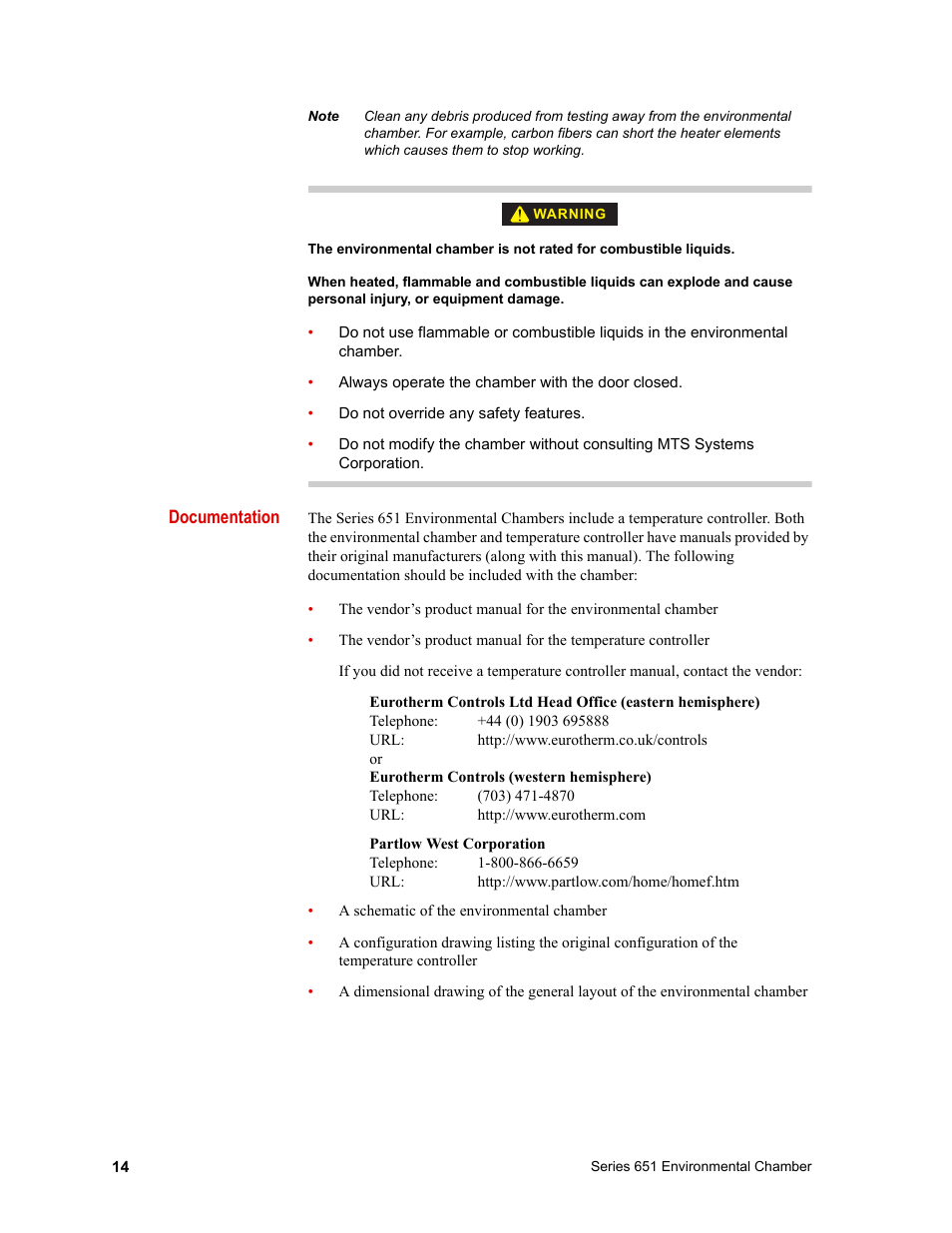 MTS Series 651 Environmental Chambers User Manual | Page 14 / 30