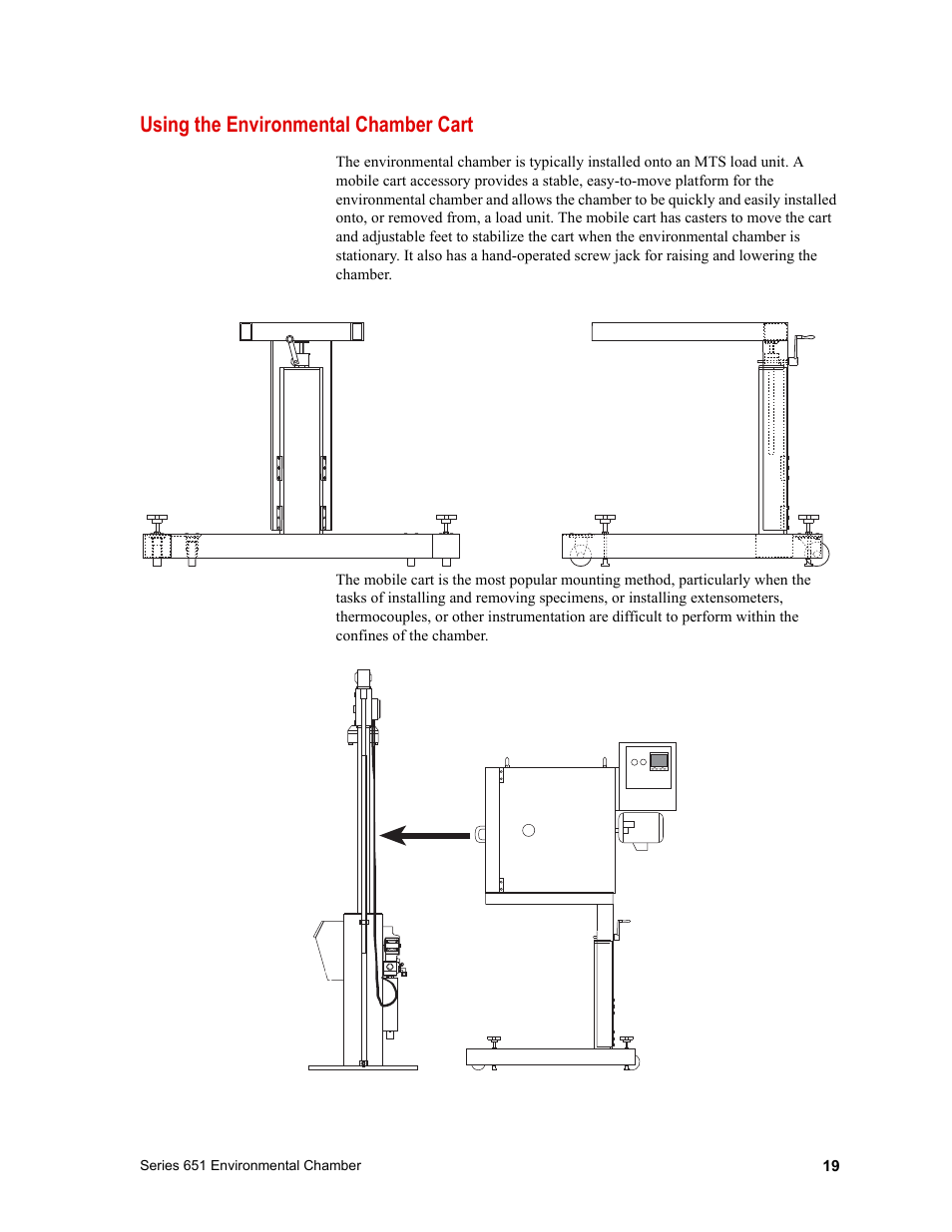 Using the environmental chamber cart, Using the environmental chamber cart 19 | MTS Series 651 Environmental Chambers User Manual | Page 19 / 30