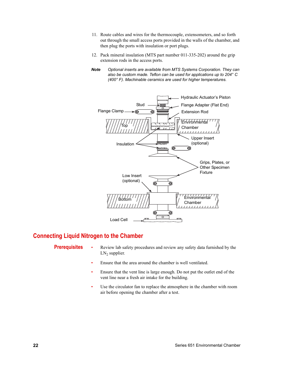 Connecting liquid nitrogen to the chamber, Connecting liquid nitrogen to the chamber 22 | MTS Series 651 Environmental Chambers User Manual | Page 22 / 30