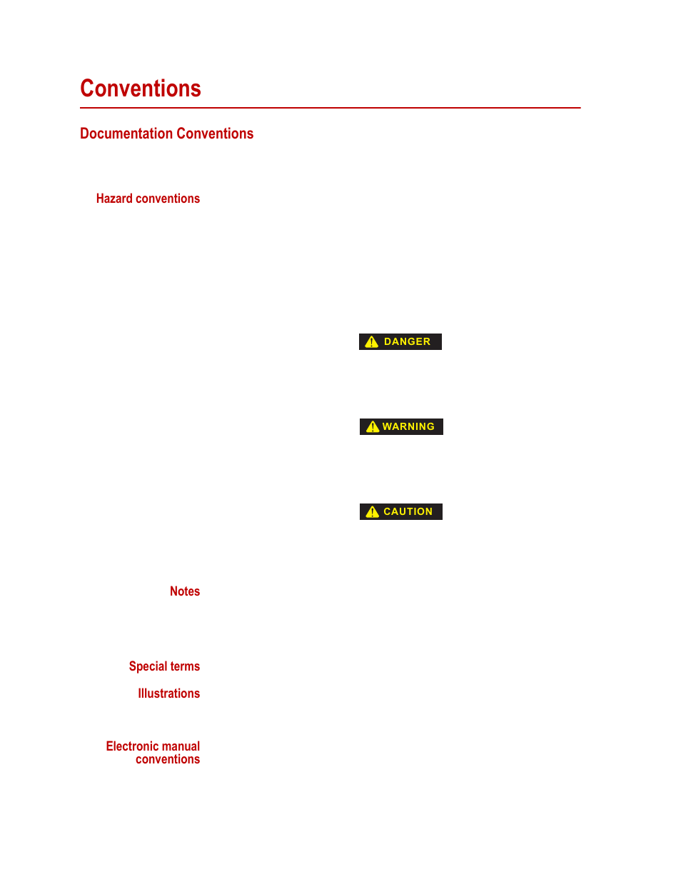 Conventions, Documentation conventions, Conventions 12 | Documentation conventions 12 | MTS Series 653 High-Temperature Furnaces User Manual | Page 12 / 38