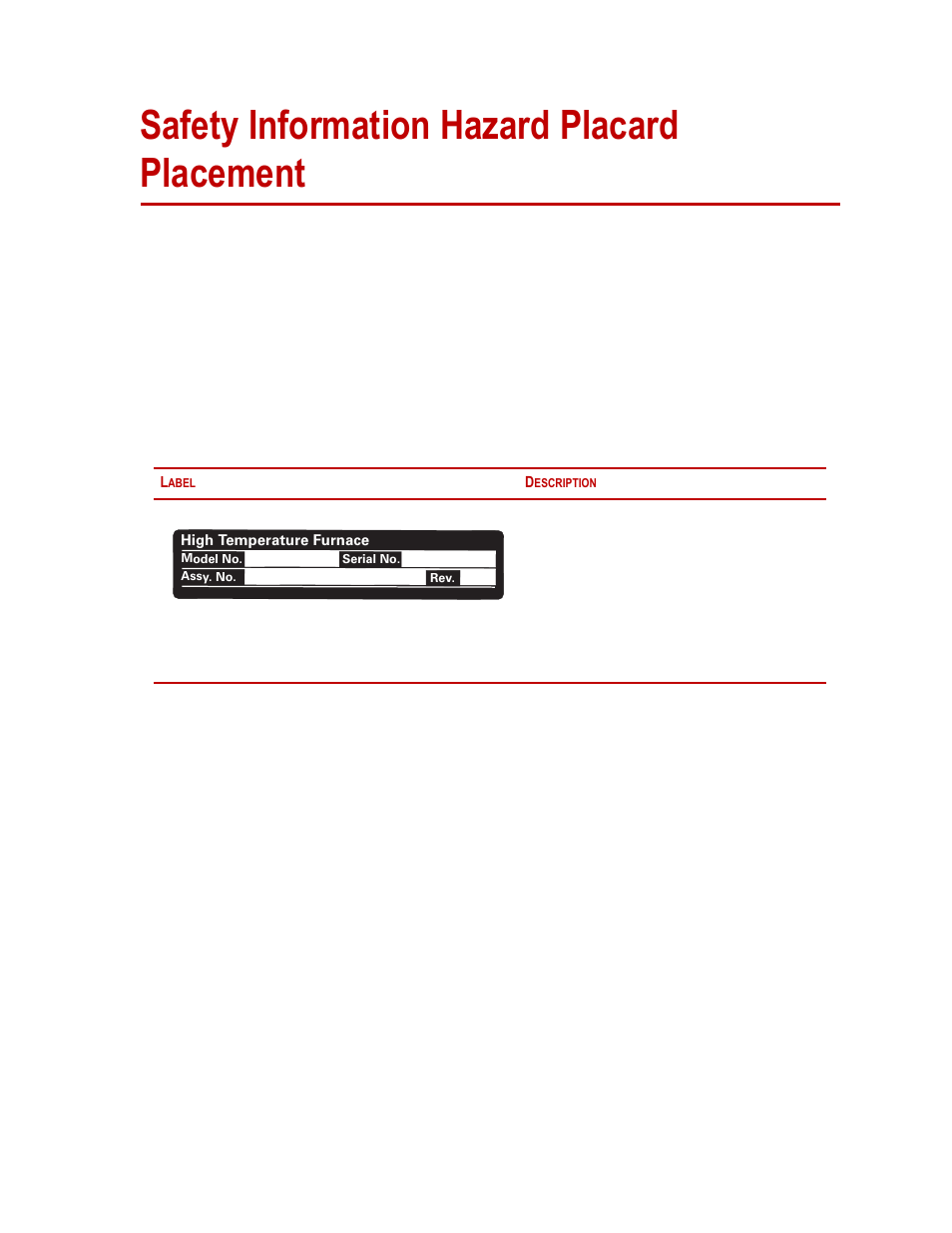 Safety information hazard placard placement, Safety information hazard placard placement 21 | MTS Series 653 High-Temperature Furnaces User Manual | Page 21 / 38