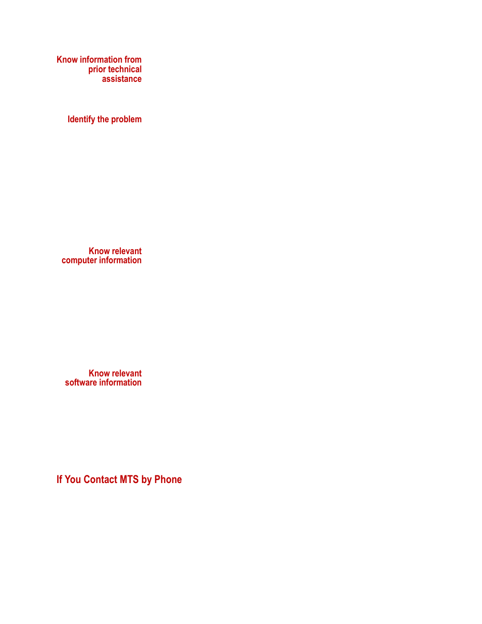 If you contact mts by phone, If you contact mts by phone 8 | MTS Series 653 High-Temperature Furnaces User Manual | Page 8 / 38