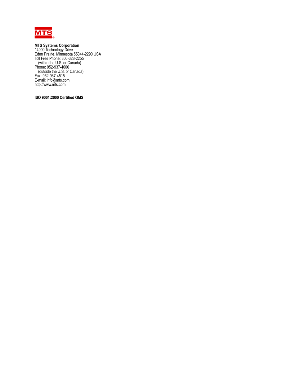 MTS Series 658 Environmental Chamber User Manual | Page 24 / 24