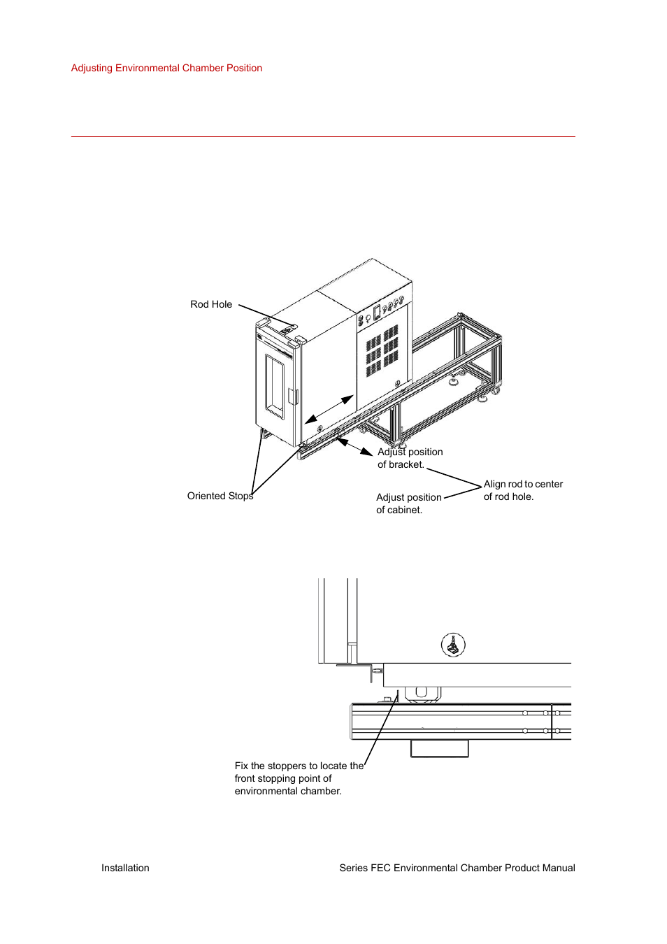 Adjusting environmental chamber position, Adjusting environmental chamber position 24 | MTS Series FEC Environmental Chamber User Manual | Page 24 / 48