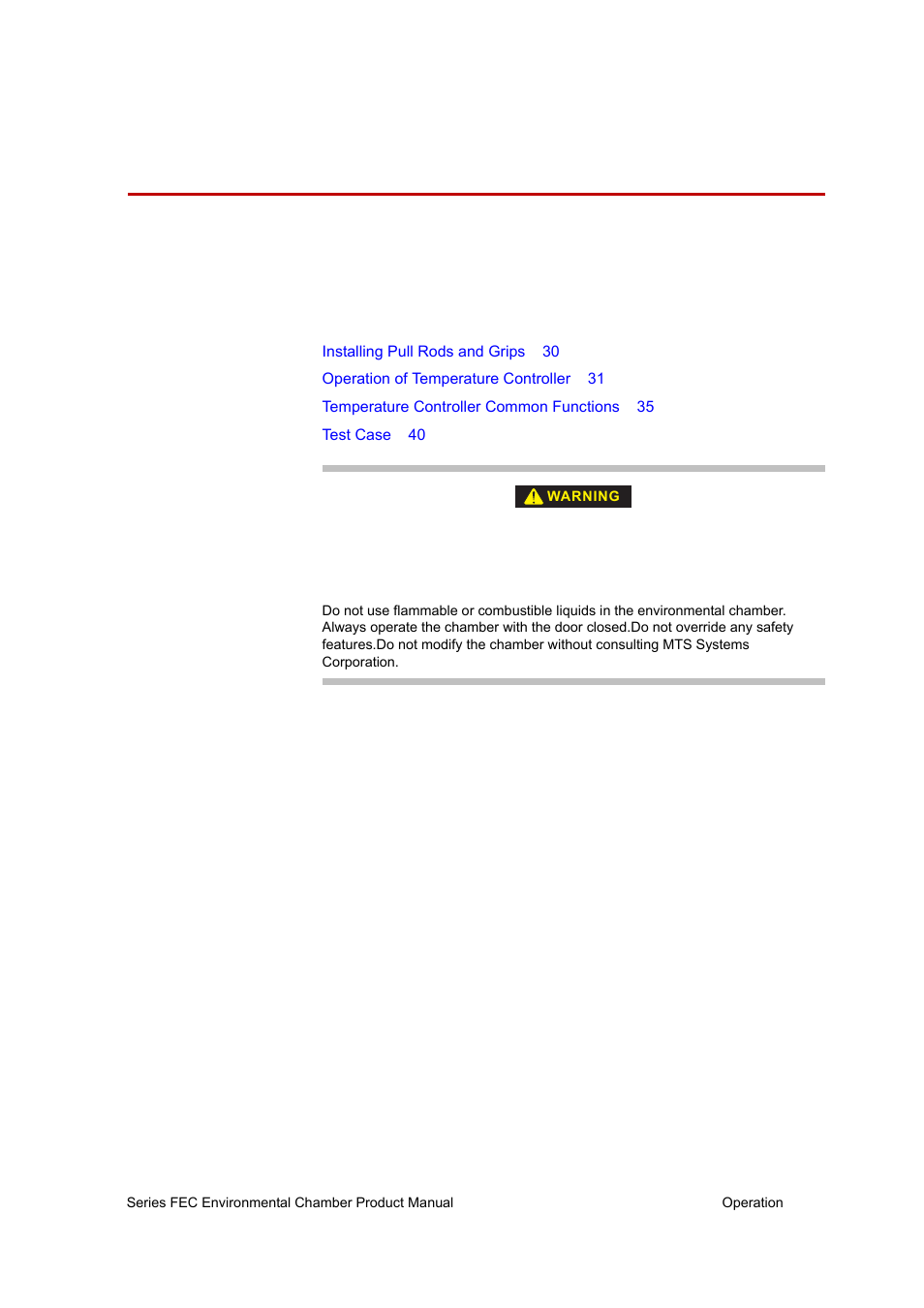 Operation, Operation 29 | MTS Series FEC Environmental Chamber User Manual | Page 29 / 48