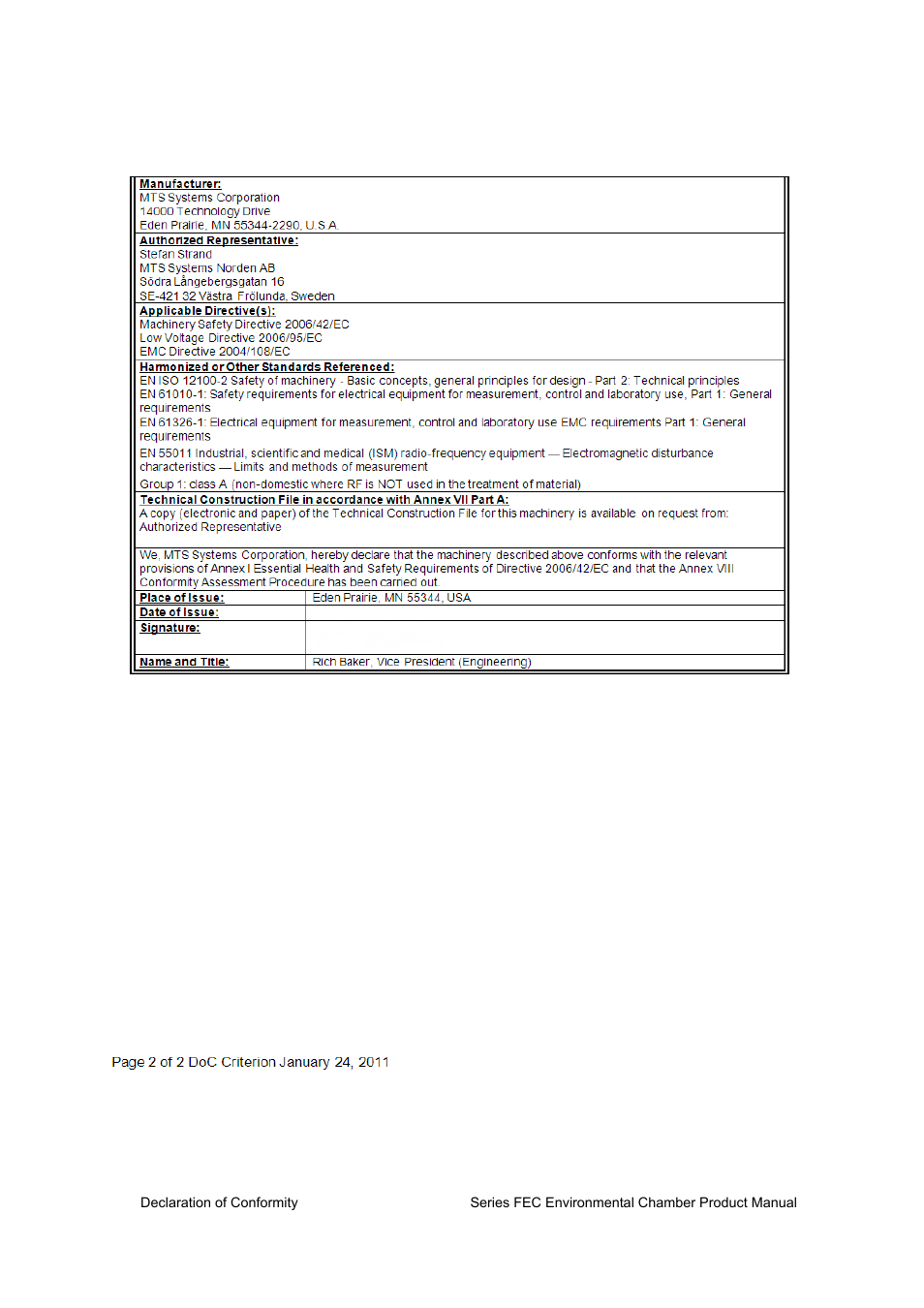 MTS Series FEC Environmental Chamber User Manual | Page 46 / 48