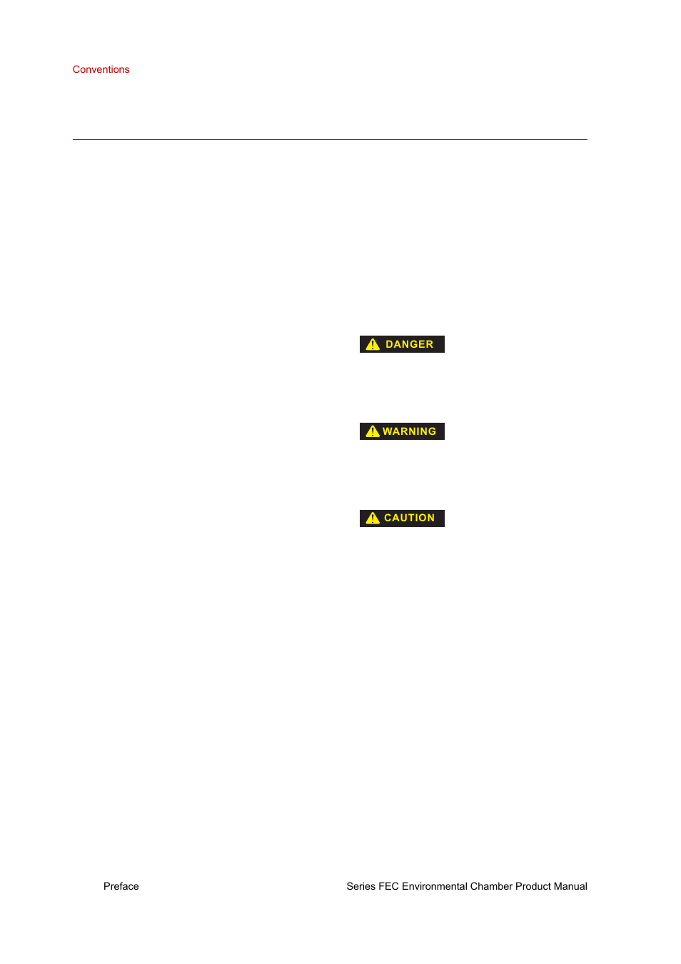 Conventions, Documentation conventions, Conventions 6 | Documentation conventions 6 | MTS Series FEC Environmental Chamber User Manual | Page 6 / 48
