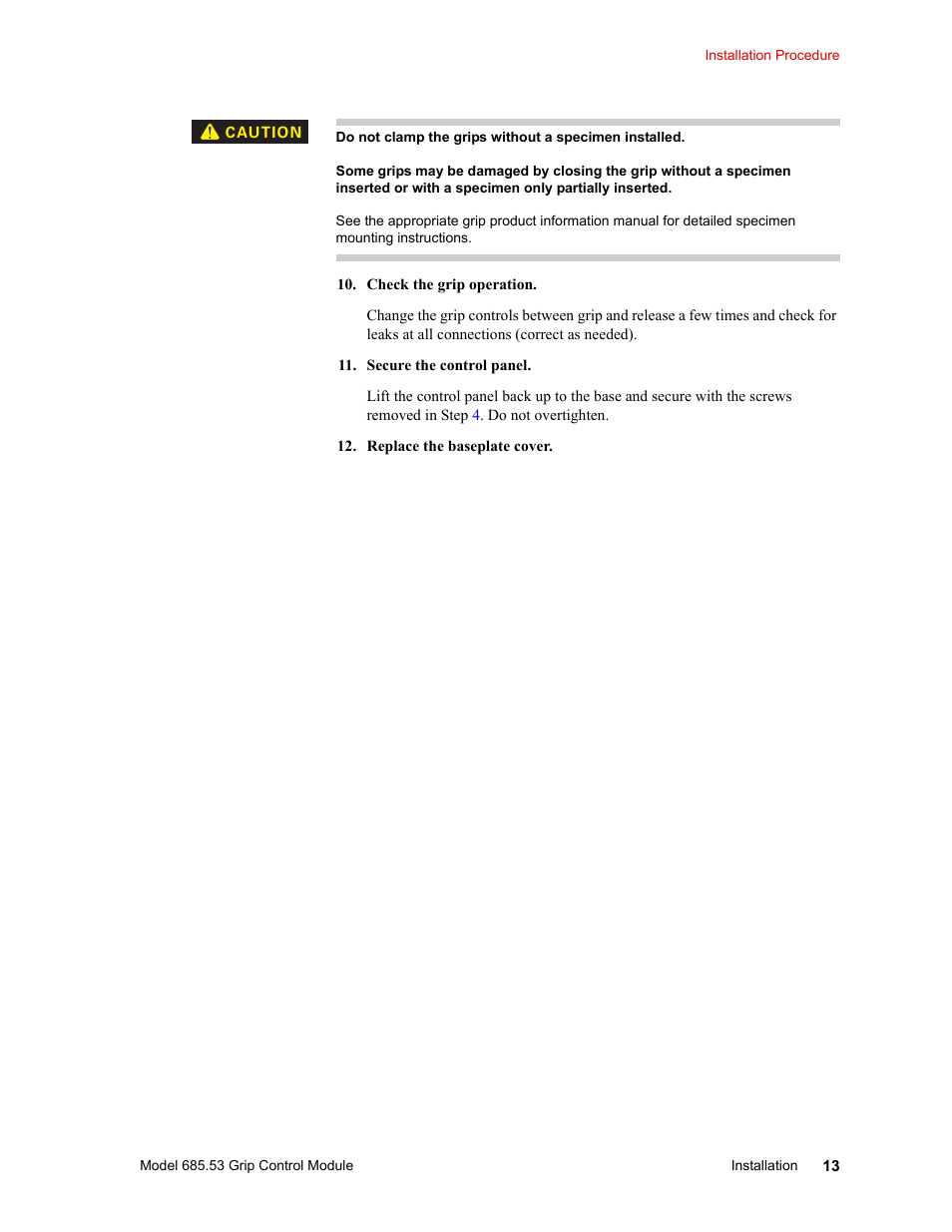 MTS Model 685.53 Grip Control Module User Manual | Page 13 / 24