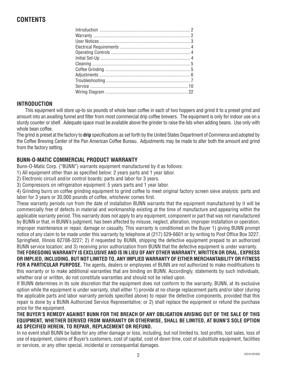 Bunn G9-2 HD-S User Manual | Page 2 / 23