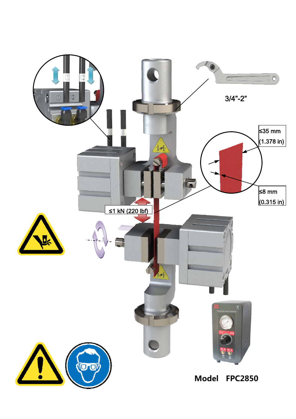 MTS Grip-Pneumatic Vise-Style-1 kN User Manual | Page 2 / 2