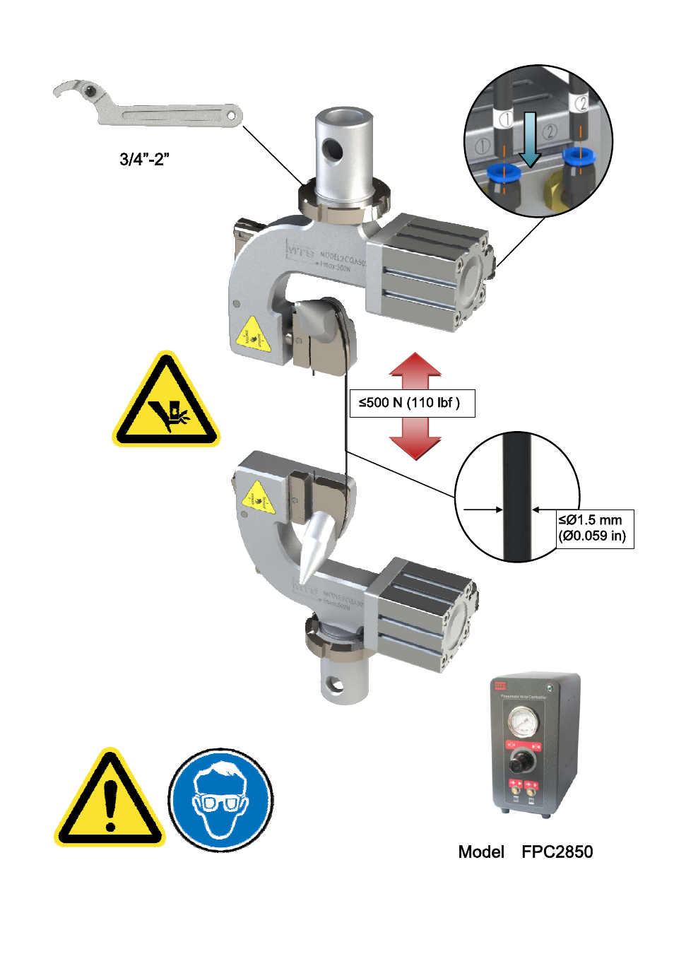 MTS Pneumatic Bollard-500 N User Manual | Page 2 / 2