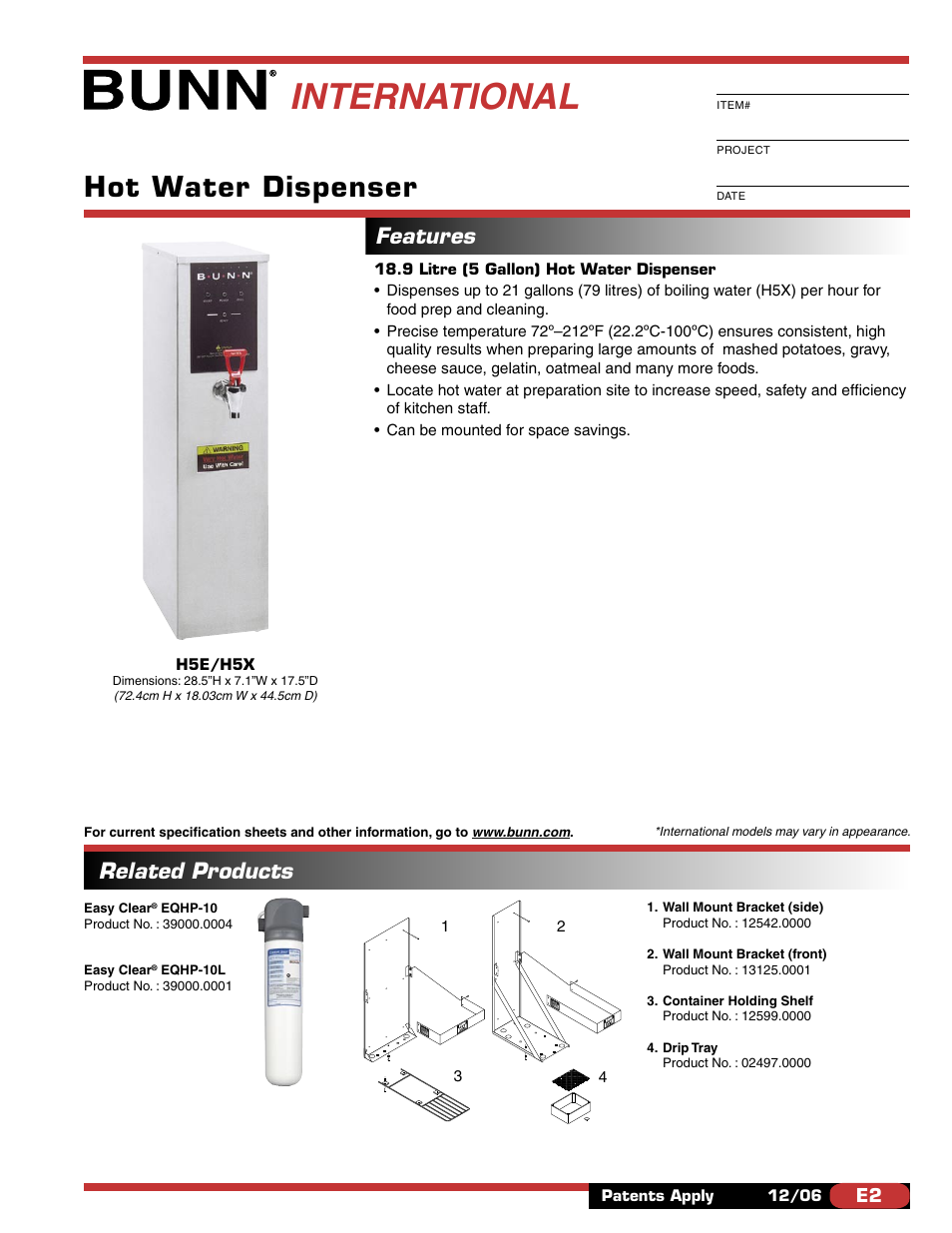 Bunn EASY CLEAR H5X User Manual | 2 pages