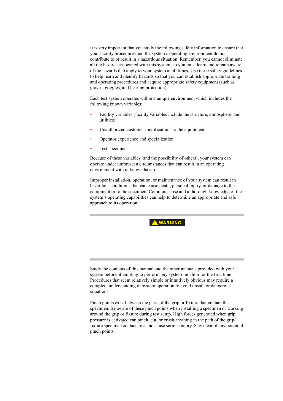 Read all manuals, Avoid pinch/crush points | MTS Nut Grips User Manual | Page 12 / 32