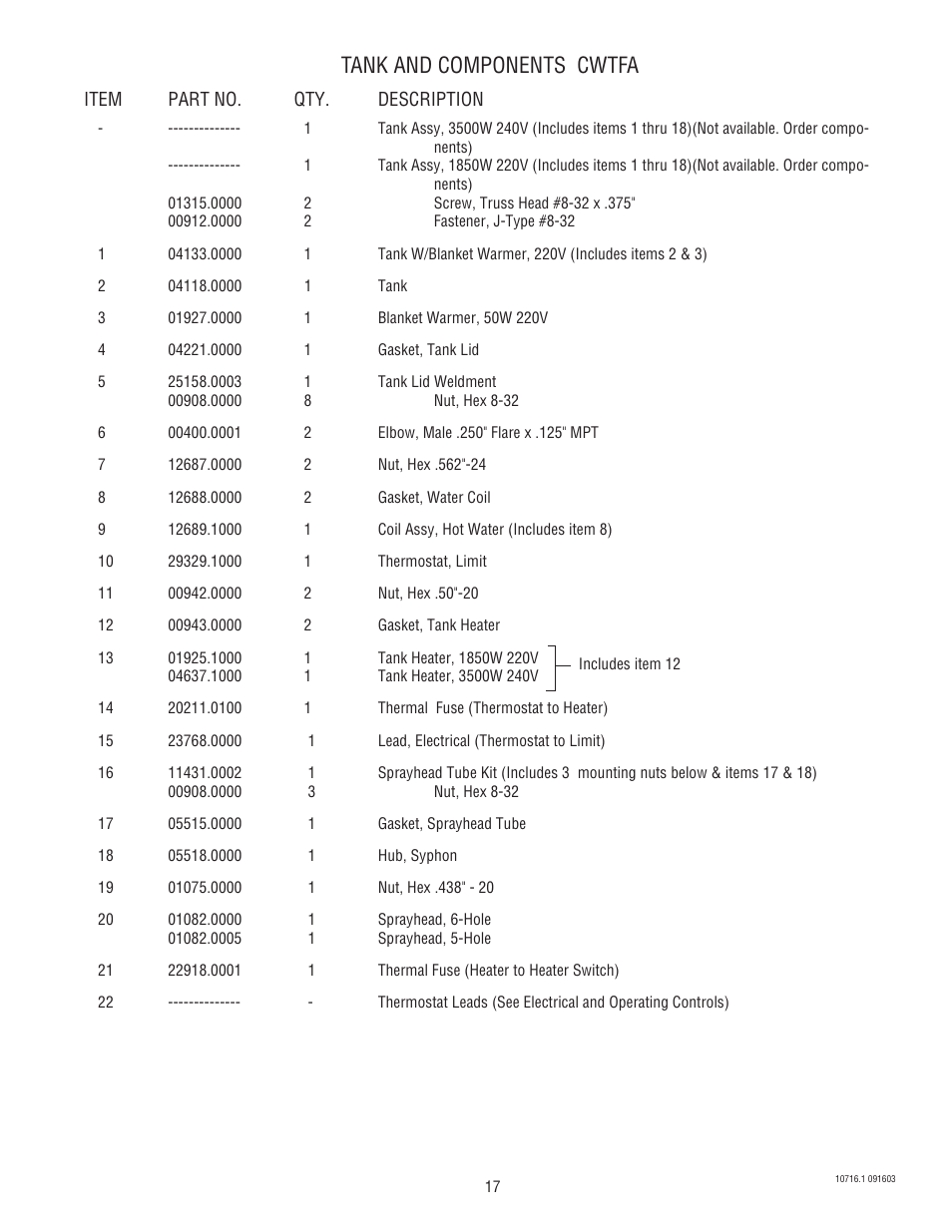Tank and components cwtfa | Bunn CWTA-APS  EN User Manual | Page 17 / 32