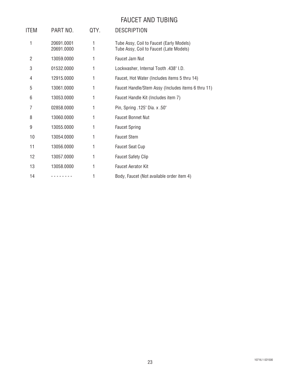 Faucet and tubing | Bunn CWTA-APS  EN User Manual | Page 23 / 32