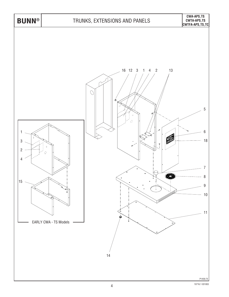 Bunn, Trunks, extensions and panels | Bunn CWTA-APS  EN User Manual | Page 4 / 32