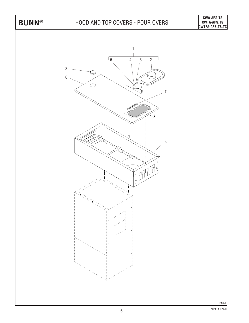 Bunn, Hood and top covers - pour overs | Bunn CWTA-APS  EN User Manual | Page 6 / 32