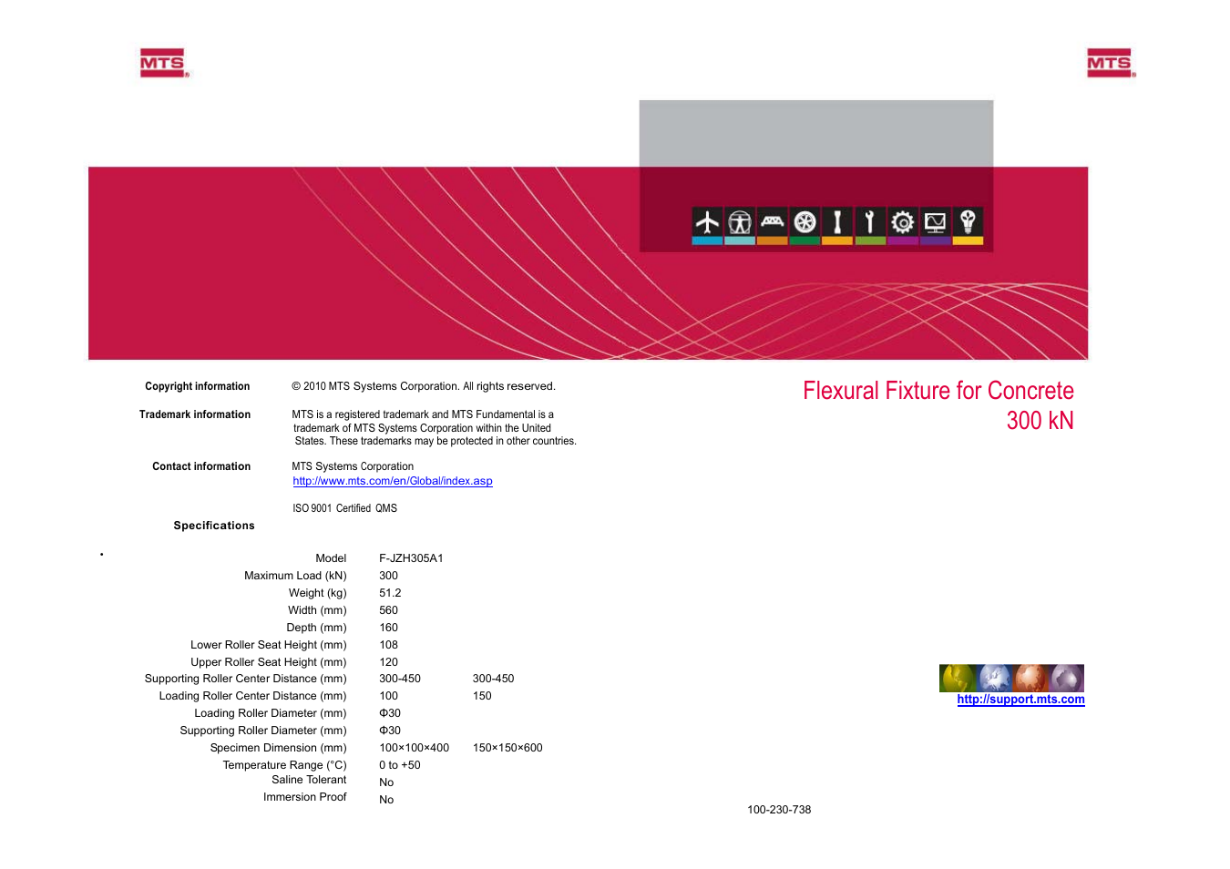 MTS Flexural Fixture for Concrete-300 kN User Manual | 2 pages