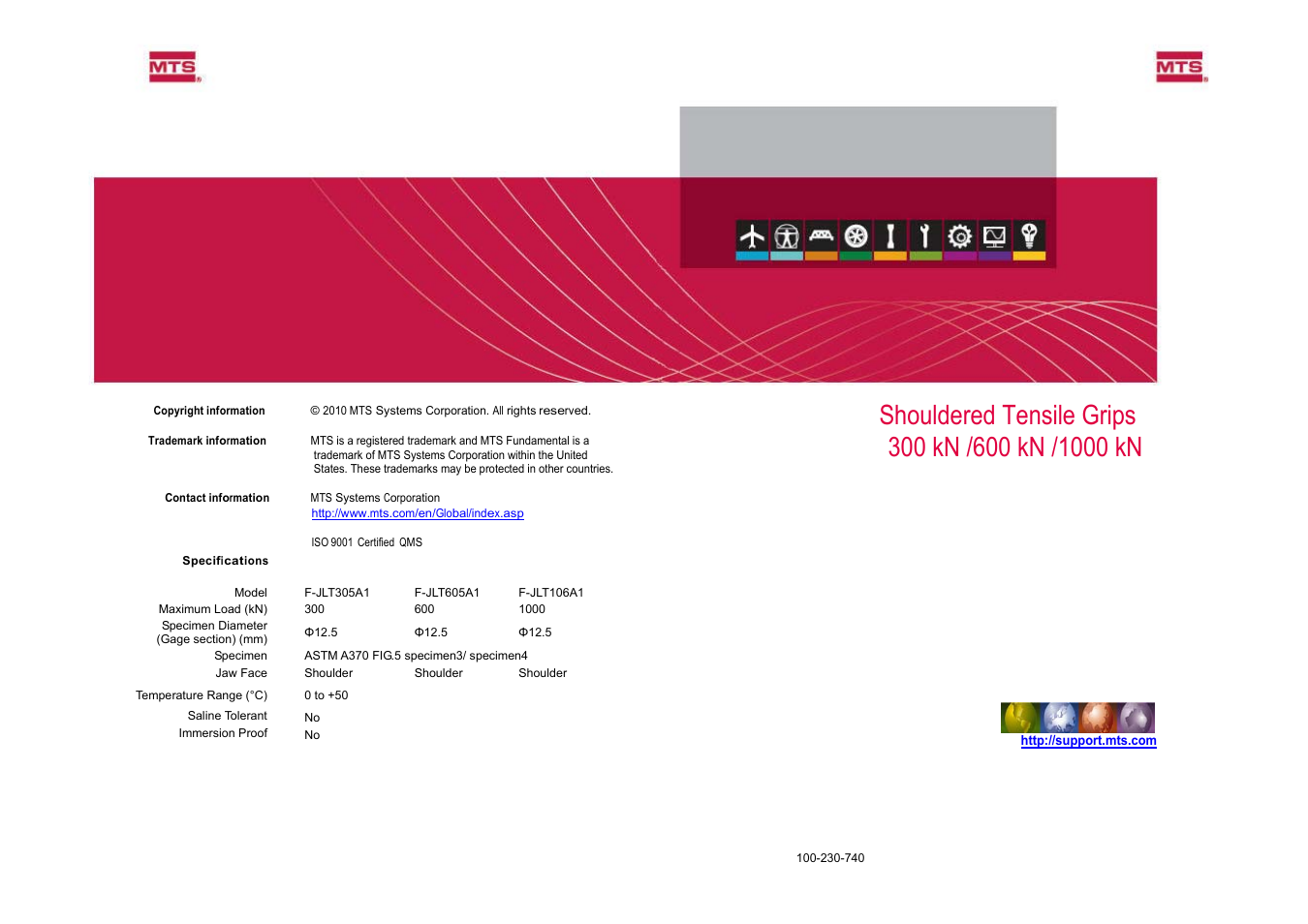 MTS Shouldered Tensile Grips-1000 kN User Manual | 2 pages