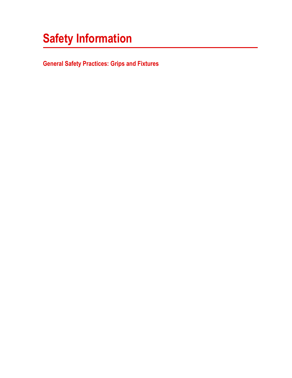 Safety information, General safety practices: grips and fixtures, Safety information 25 | General safety practices: grips and fixtures 25 | MTS Series 646 Hydraulic Collet Grips User Manual | Page 25 / 68