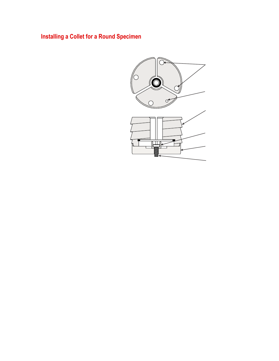 Installing a collet for a round specimen, Installing a collet for a round specimen 55 | MTS Series 646 Hydraulic Collet Grips User Manual | Page 55 / 68