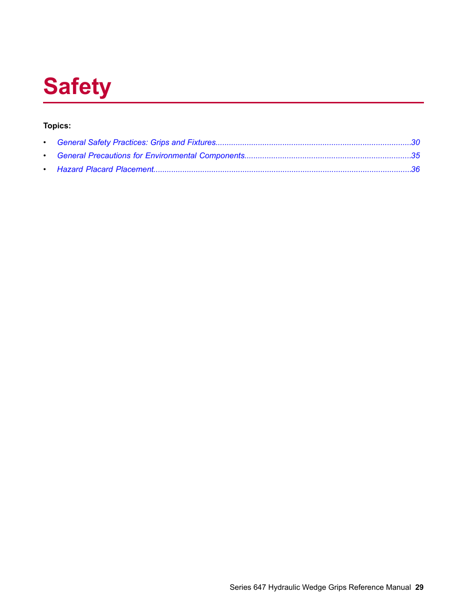 Safety | MTS Series 647 Hydraulic Wedge Grips User Manual | Page 29 / 96