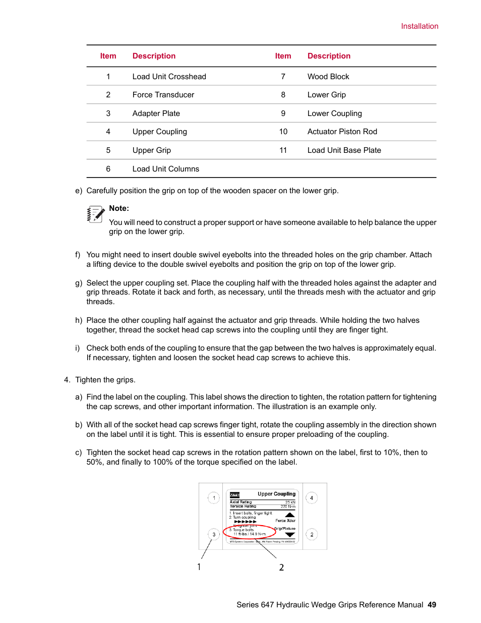 MTS Series 647 Hydraulic Wedge Grips User Manual | Page 49 / 96