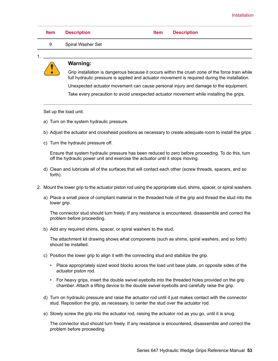 MTS Series 647 Hydraulic Wedge Grips User Manual | Page 53 / 96