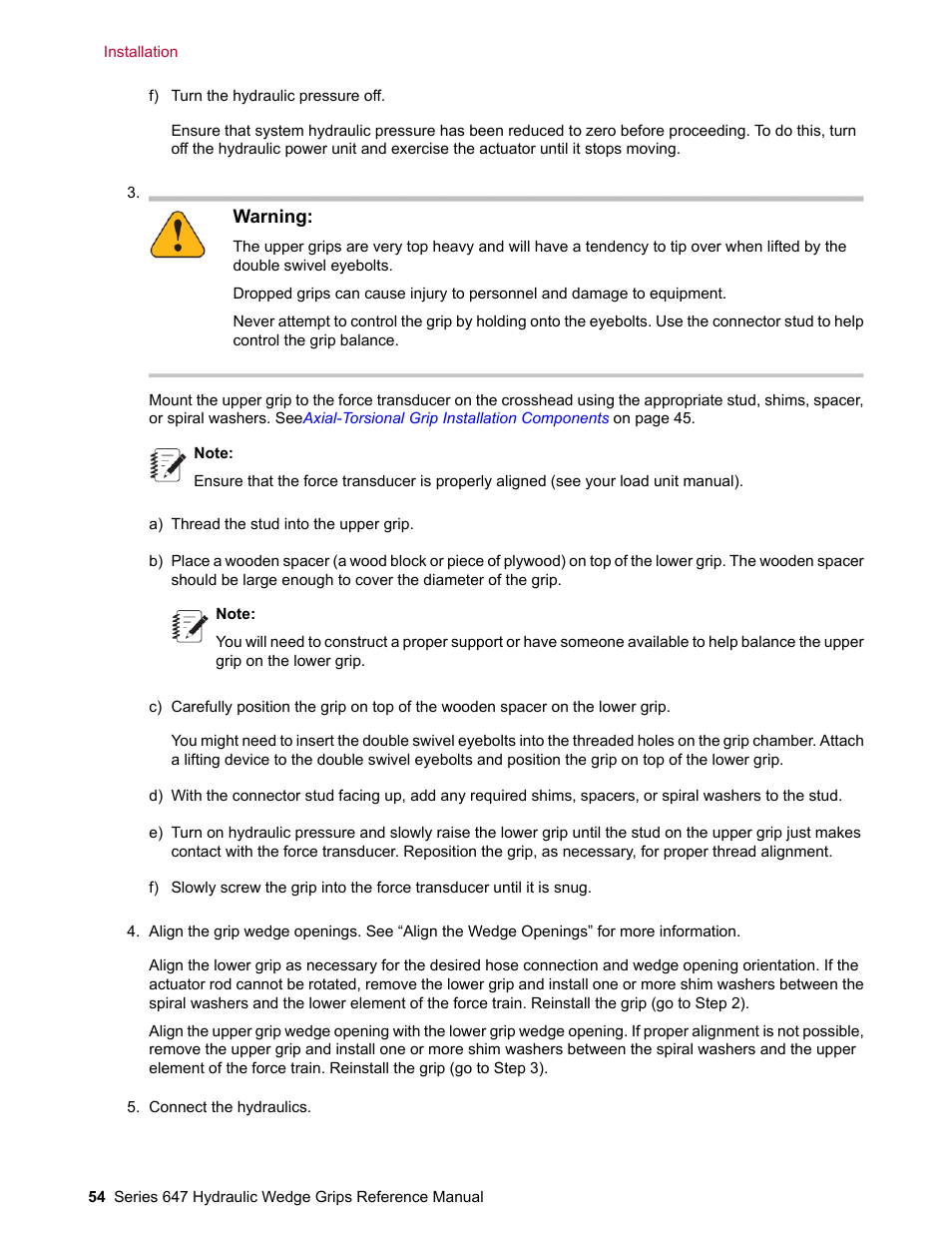 MTS Series 647 Hydraulic Wedge Grips User Manual | Page 54 / 96