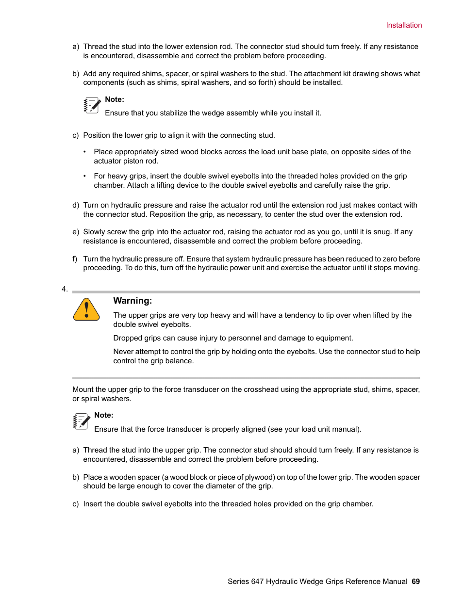 MTS Series 647 Hydraulic Wedge Grips User Manual | Page 69 / 96