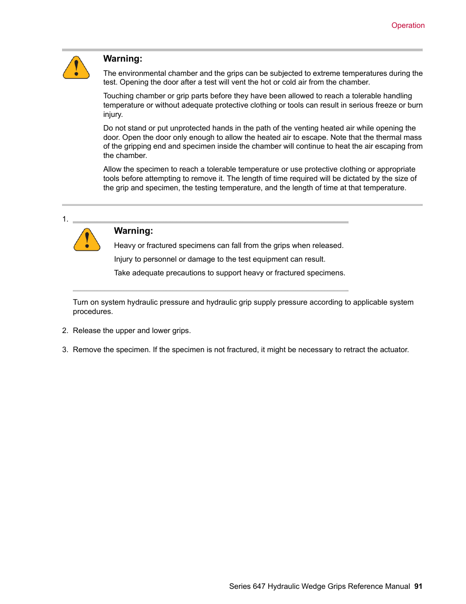 MTS Series 647 Hydraulic Wedge Grips User Manual | Page 91 / 96