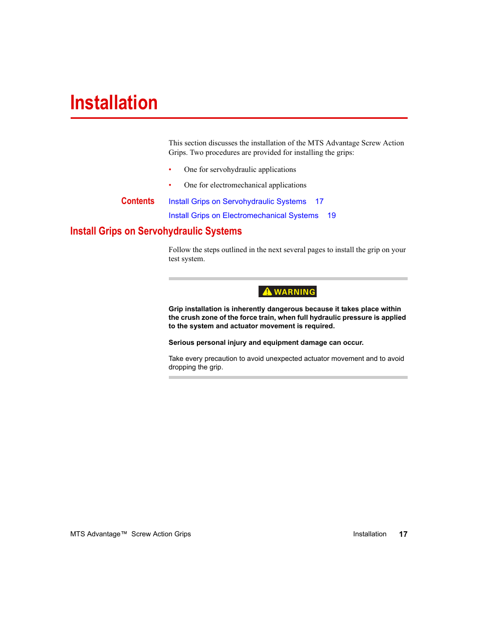 MTS Advantage Screw Action Grip User Manual | Page 17 / 46